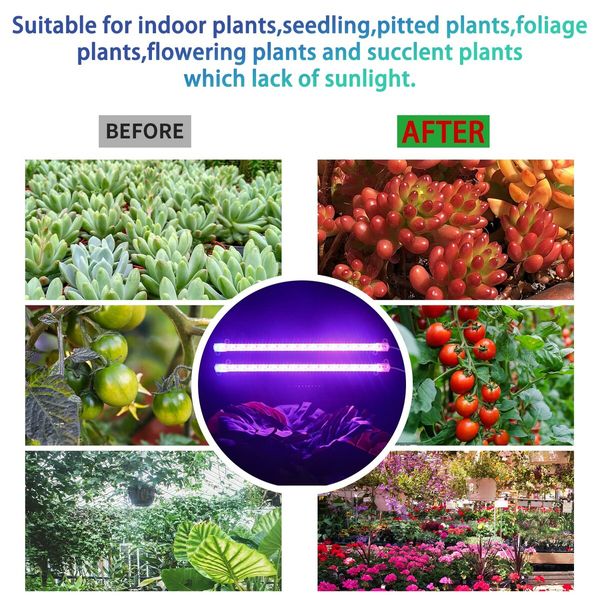 2 Strips Grow Light Four Heads Growing lamp Full Spectrum Dimmable Levels Led  Plant Lamp with Red Blue Lights