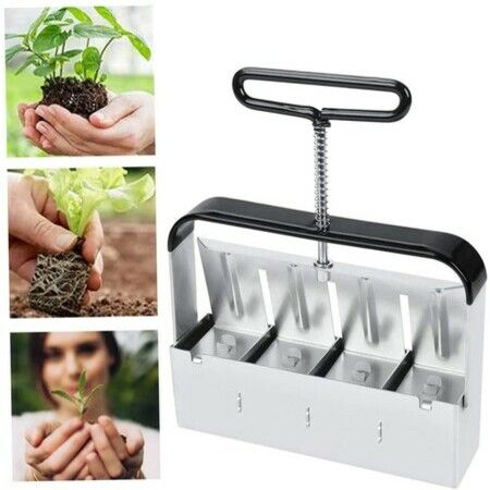 Soil Block Maker Quad Manual Blocking Tool for Garden Greenhouse Seedling Nursery Plant Transplantation,Manual Soil Blocker