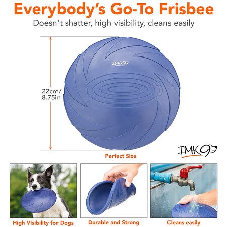 Dog Frisbee Toy - Soft Rubber Disc for Large Dogs - Frisbee for Aggressive Play - Tough and Durable for Pets