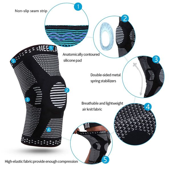 M 34-36cm Knee Brace,Knee Compression Sleeve Support with Patella Gel Pads ACL,Arthritis,Joint Pain Relief for 55-59kg