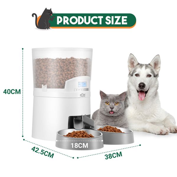 Petscene 7L Automatic Pet Cat Feeder Dog Food Dispenser Voice Recorder 2 Bowls LCD