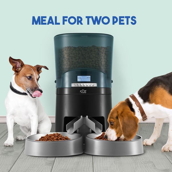 Petscene Automatic Pet Feeder 7L Auto Dog Cat Food Dispenser Voice Recorder 2 Bowls