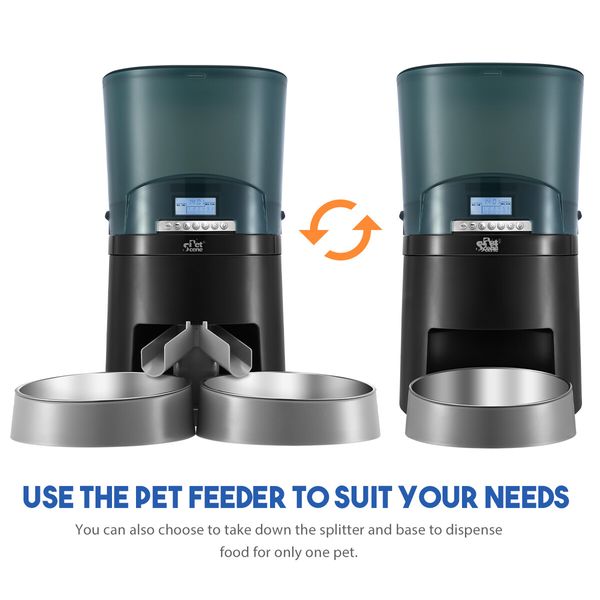 Petscene Automatic Pet Feeder 7L Auto Dog Cat Food Dispenser Voice Recorder 2 Bowls