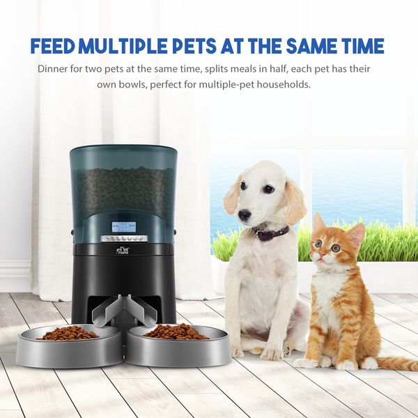 Petscene Automatic Pet Feeder 7L Auto Dog Cat Food Dispenser Voice Recorder 2 Bowls