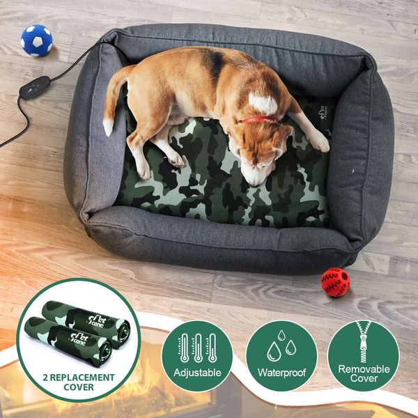 Electric Pet Dog Heater Pad Heating Mat Heated Blanket Cat Bed Thermal Protection Timer XL 90x60cm with 2 Cloth Covers