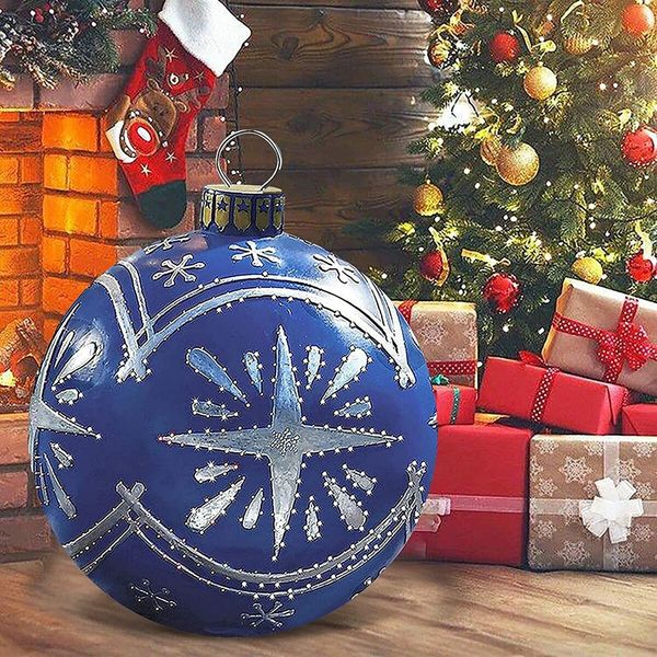 23.6 inch PVC Giant Christmas Inflatable Ball Decor for Home Christmas Festive Gift Ball (Blue)