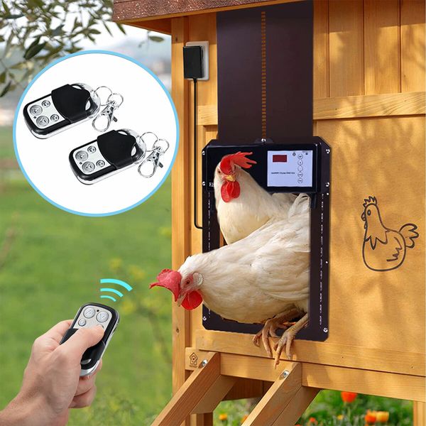 Petscene Automatic Chicken Coop Door Opener Kit LED Lights Timer Light Sensor Remote Waterproof