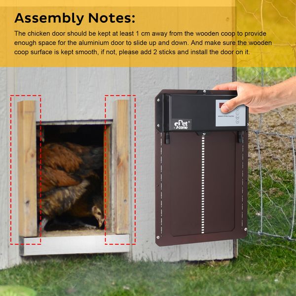 Petscene Automatic Chicken Coop Door Opener Kit LED Lights Timer Light Sensor Remote Waterproof