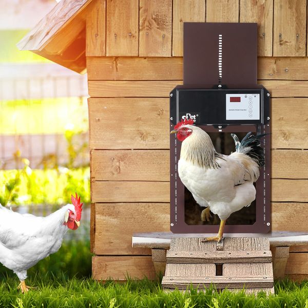 Petscene Automatic Chicken Coop Door Opener Kit LED Lights Timer Light Sensor Remote Waterproof