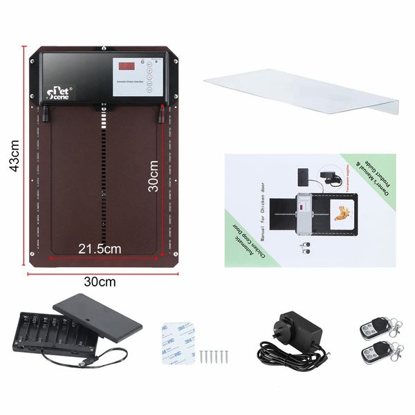 Petscene Automatic Chicken Coop Door Opener Kit LED Lights Timer Light Sensor Remote Waterproof