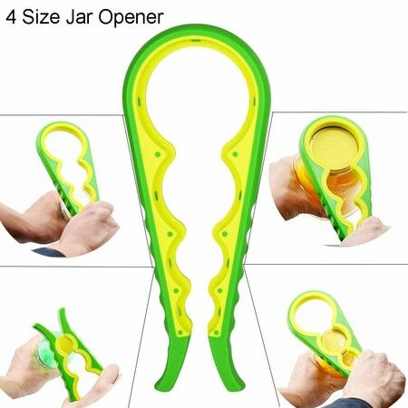 Newest Premium All-in-one Bottle Can Lid Twist Gripper Ideal for Seniors Arthritis Suffers and Weak Hands with Free Jar Opener (5-in-1 Green and 4-in-1 Yellow)