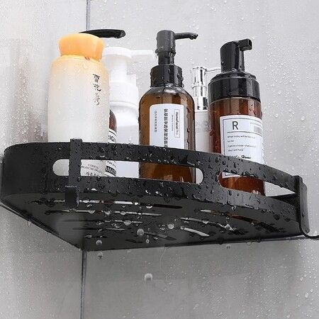 Bathroom Shelf Organizer Shower Storage Rack Black Corner Shelf Aluminum Wall Shampoo Holder