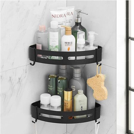 Bathroom Shelf Organizer Shower Storage Rack Black Corner Shelf Aluminum Wall Shampoo Holder