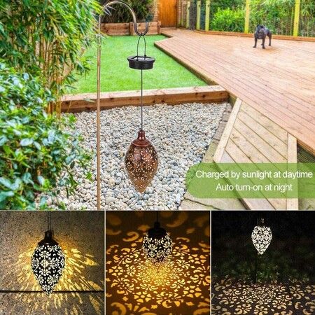 Hanging Solar Lights Outdoor,Retro Solar Lantern LED Garden Lights Metal Lamp Waterproof for Porch Garden Outdoor Hanging Decor (1Pack)