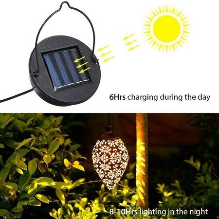 Hanging Solar Lights Outdoor,Retro Solar Lantern LED Garden Lights Metal Lamp Waterproof for Porch Garden Outdoor Hanging Decor (1Pack)