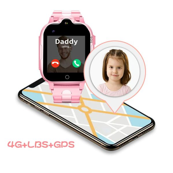 4G Smart Watch for Children, GPS Tracker Watch with Video Call, Pedometer, Geo-Fence, SOS Anti-Loss of Early Educational Tools, 1.69 HD Screen, Smartwatches for Children