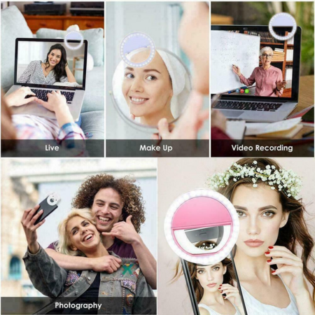 USB Charge Led Selfie Ring Light Cell Phone Lens LED Selfie Lamp Ring Selfie Light For iPhone Samsung Xiaomi Different Phone