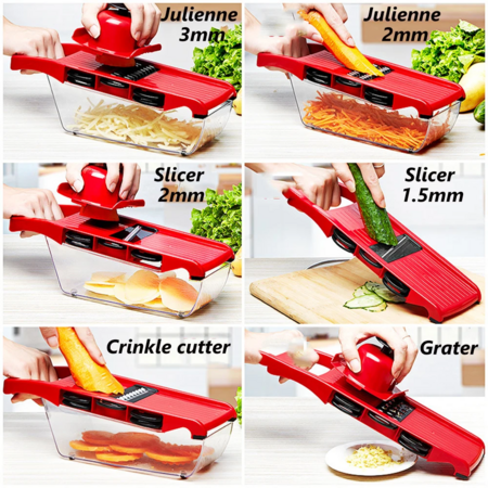 Multifunctional Vegetable Slicer Mandolin Slicer Potato Peeler Carrot Cheese Grater Vegetable Slicer Kitchen Accessories Gift Red