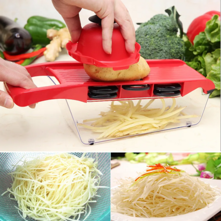 Multifunctional Vegetable Slicer Mandolin Slicer Potato Peeler Carrot Cheese Grater Vegetable Slicer Kitchen Accessories Gift Red