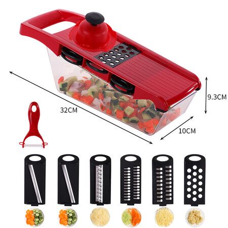 Multifunctional Vegetable Slicer Mandolin Slicer Potato Peeler Carrot Cheese Grater Vegetable Slicer Kitchen Accessories Gift Red