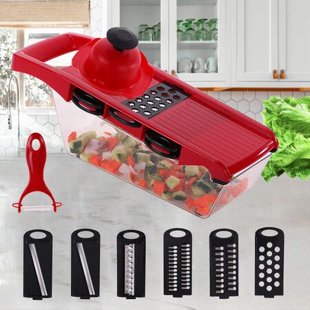 Multifunctional Vegetable Slicer Mandolin Slicer Potato Peeler Carrot Cheese Grater Vegetable Slicer Kitchen Accessories Gift Red