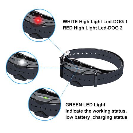 2000m Remote training COLLAR Shock with Remote Shock Flashing Beacon Lights Waterproof Rechargeable Dog Hunting With 2 collars