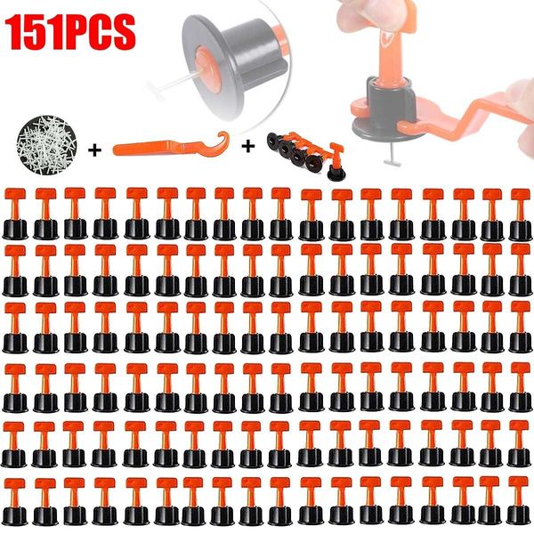 Floor and tile spacers/levelers kit, leveling and spacing system with wedges, spacers and wrench, 151-piece set