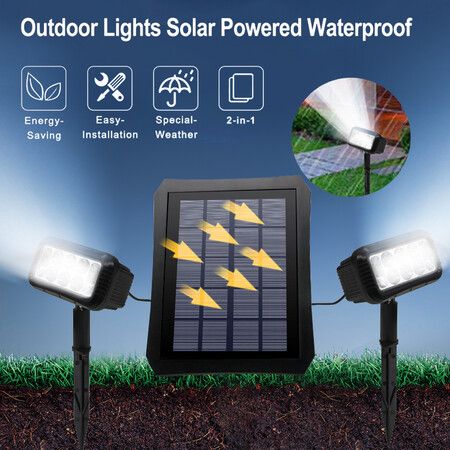 Solar Powered Spotlight Ground Light Outdoor Landscape Lighting Waterproof RGB Color Changing Light For Yard Garden Tree Pathway White Light 2 in1