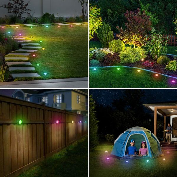 Solar Ground Lights,42ft RGB IP67 Waterproof Solar Powered Garden Lights, Remote & APP Control Lawn Decor Lights, Walkway Lights for Stage Patio Yard?16Pack?