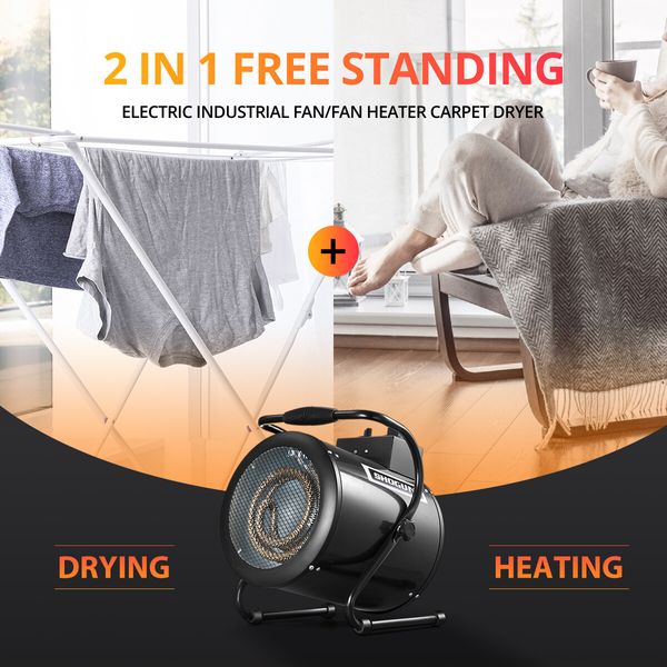 Industrial Fan Heater Electric Portable 2 in 1 Hot Air Blower Carpet Dryer for Warehouse Shed Workshop SAA 3000W