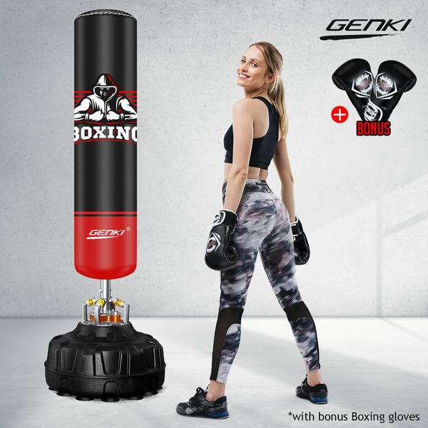 Genki 175CM Boxing Punching Bag Free Standing Heavy Kicking Stand with Two Gloves 