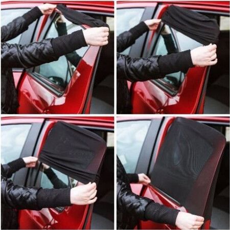 2Pcs Car Rear Side Window Visor Shade Mesh Cover Shield Sunshade UV Protector