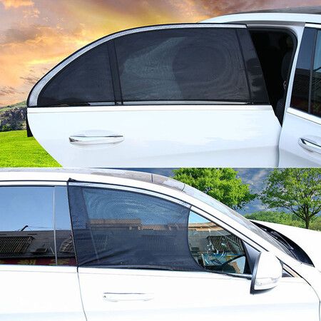 2Pcs Car Rear Side Window Visor Shade Mesh Cover Shield Sunshade UV Protector