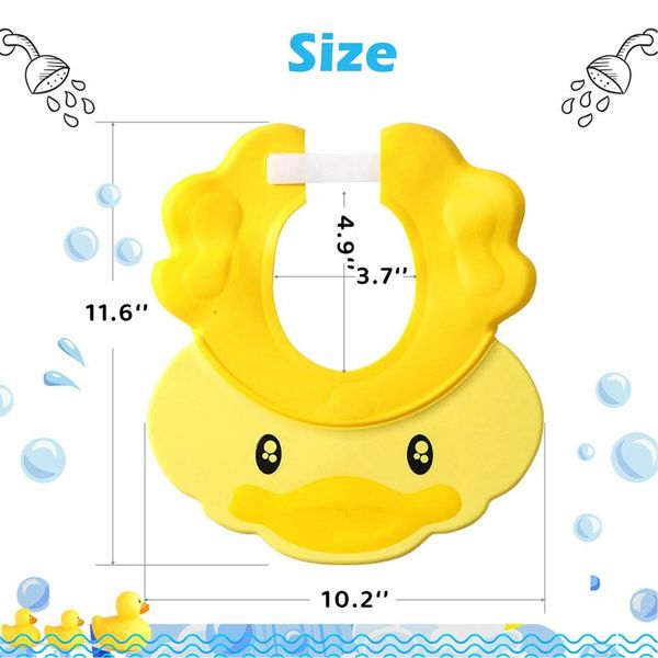 Hair Washing Hat Shower Bath Silicone Cap Soft Adjustable Visor Head Protector Shampoo Cap for Toddler, Baby, Kids, Children (Yellow)