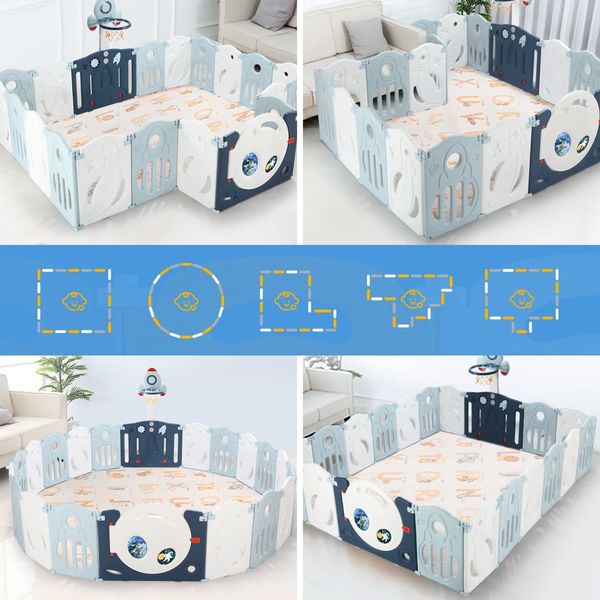 16/18/20 Kids Baby Playpen Activity Center Safety Play Yard Panel Airship
