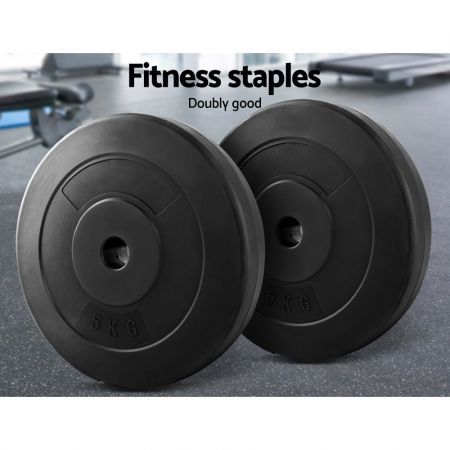 Everfit Weight Plates Standard 2X 5kg Barbell Plate Weight Lifting