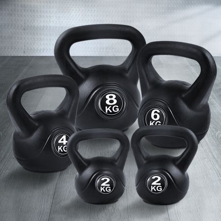 Everfit 22kg Kettlebell Set Weight Lifting Kettlebells Bench Dumbbells Gym Home