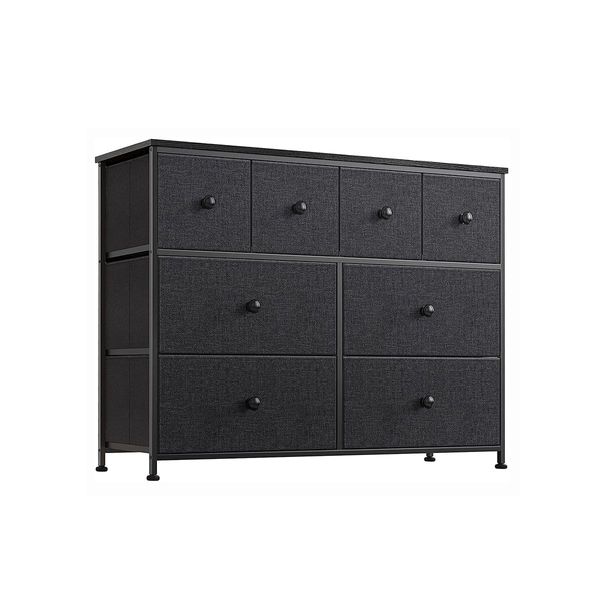 Chest of 8 Drawers Black Bedroom Dresser Storage Organizer Unit Fabric 