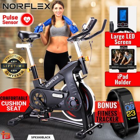 NORFLX Spin Bike Flywheel Commercial Gym Exercise Home Workout Bike Fitness Black