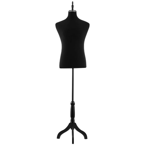 Male Mannequin Dress Form Torso Dressmakers Dummy Manikin Display Stand Tripod Base 155-174cm Black