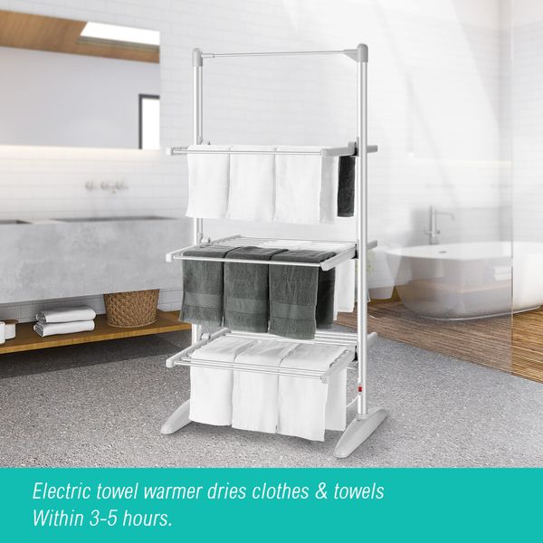 Maxkon 3 Tier Electric Heated Clothes Dryer Airer Towel Drying Rack Stand Foldable 300W