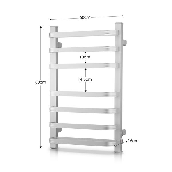 Maxkon Electric Heated Towel Warmer Rail Rack Wall Mounted Bathroom Hanger 140W Aluminium Alloy