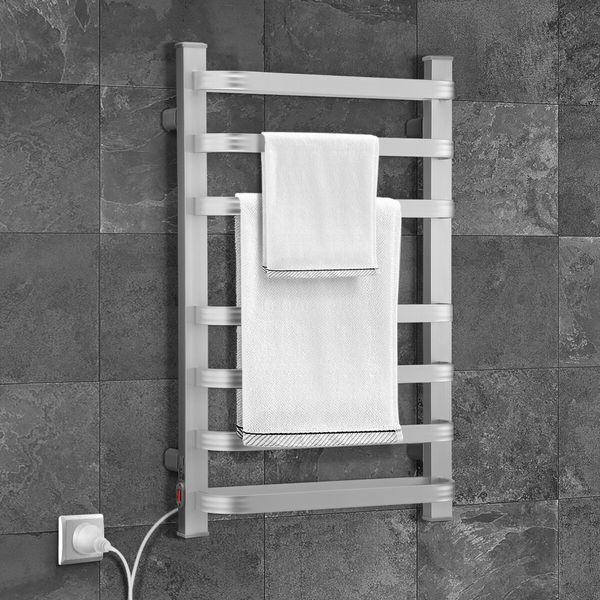 Maxkon Electric Heated Towel Warmer Rail Rack Wall Mounted Bathroom Hanger 140W Aluminium Alloy