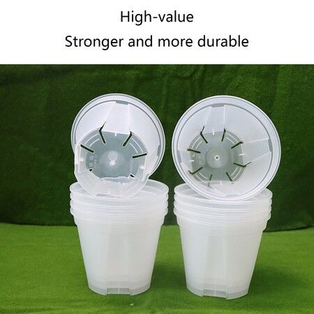 Breathable Clear Plastic Plant Pot Indoor 18cm(5 pcs)