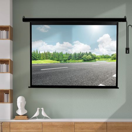 125" Projector Screen Electric Motorised Projection 3D Home Cinema 4:3 Black