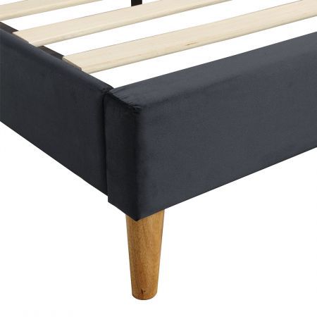 Levede Bed Frame Double Size Mattress Base Platform Wooden Velevt Headboard Grey