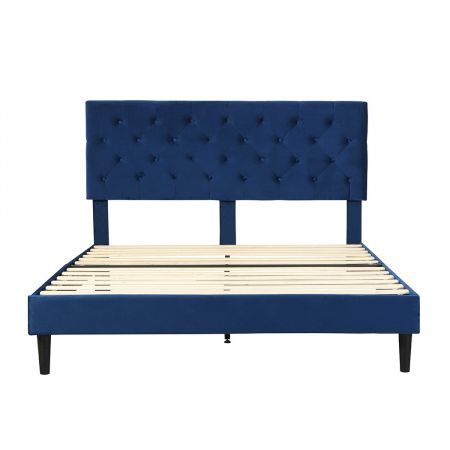 Bed Frame Double Size Mattress Blue