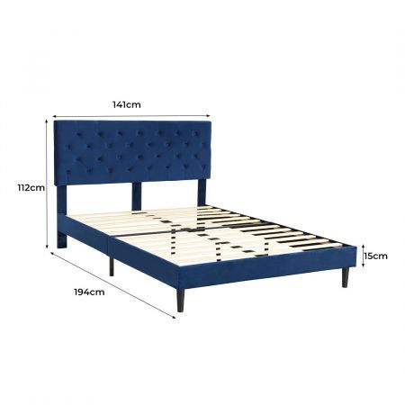 Bed Frame Double Size Mattress Blue