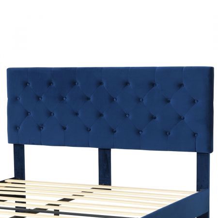 Bed Frame Double Size Mattress Blue