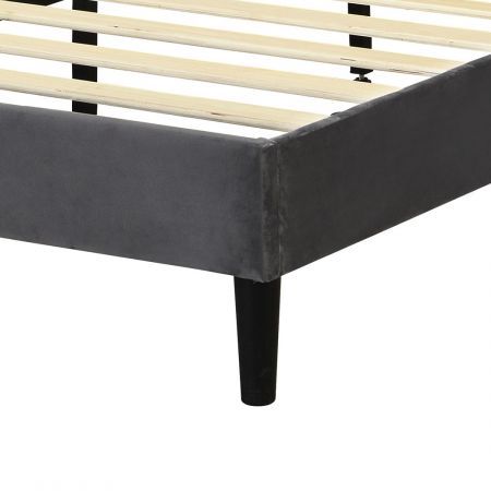 Levede Bed Frame Queen Size Mattress Base Platform Wooden Velevt Headboard Grey